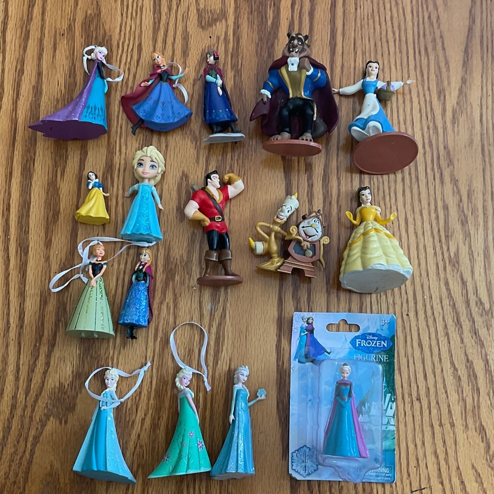 Disney Princess lot Belle/Beauty & Beast, Frozen Figurines Cake Topper Ornaments
